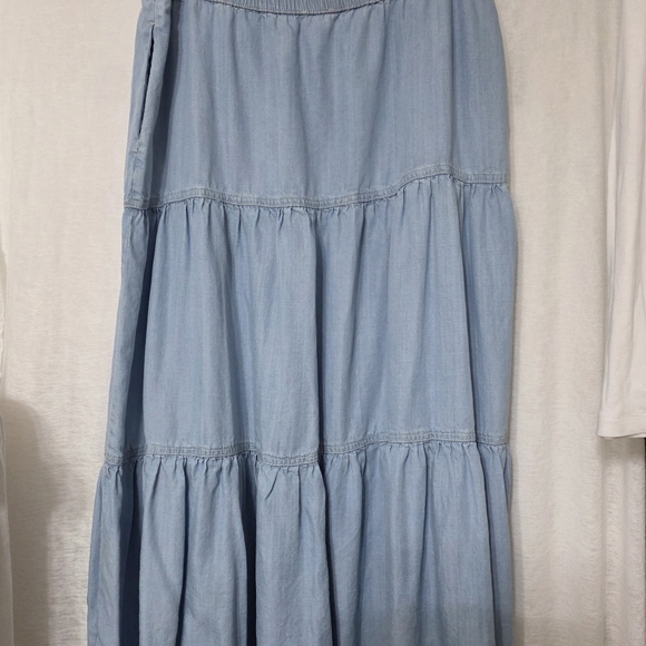 SIGRID OLSEN Light Blue Tiered Skirt Large - Picture 8 of 9
